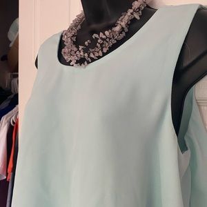 M Philosophy teal blue layered summer blouse